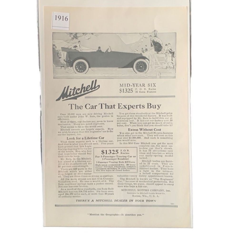 Vintage 1916 Mitchell Mid Year Six The Car Experts Buy Ad Advertisement